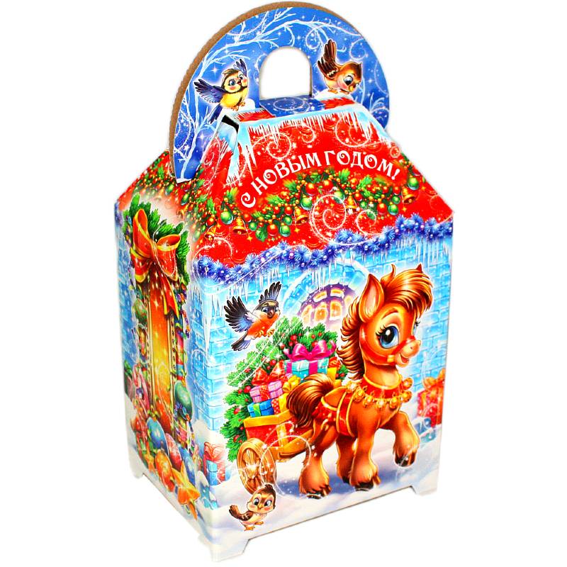 Сладкий новогодний подарок в картонной упаковке весом 1550 грамм