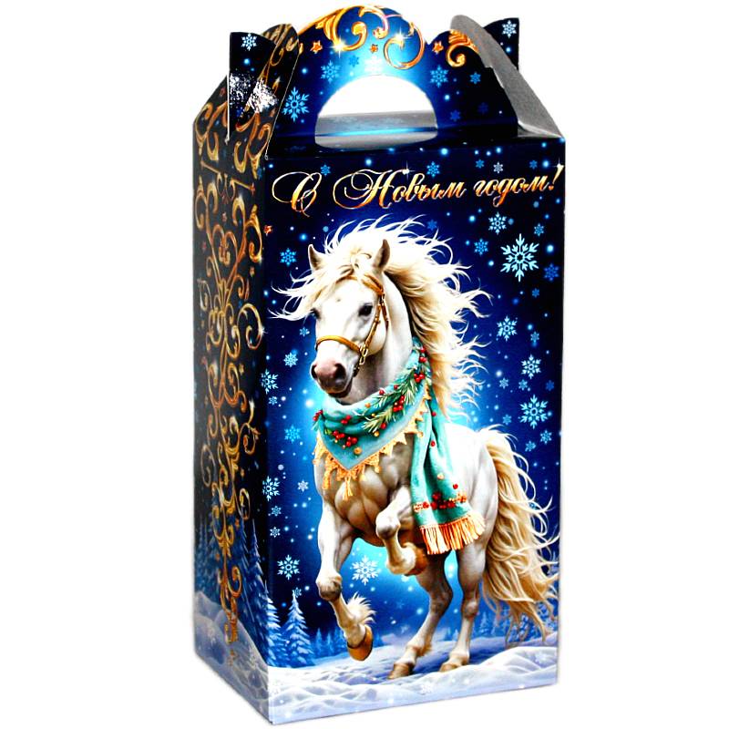 Детский новогодний подарок в картонной упаковке весом 750 грамм